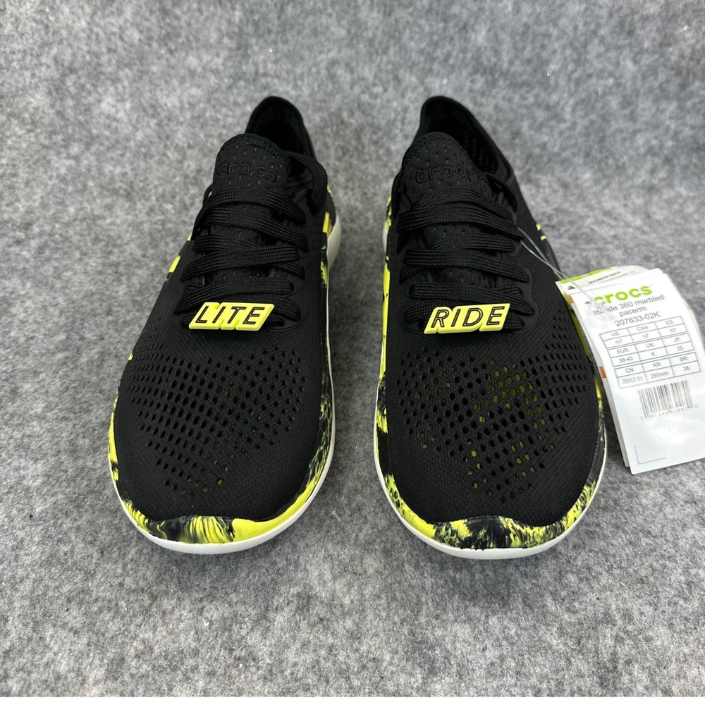 Crocs LiteRide 360 Marbled Pacer Mens 7 Womens 9 Black Citrus Sneaker 207633-02K - Picture 13 of 13